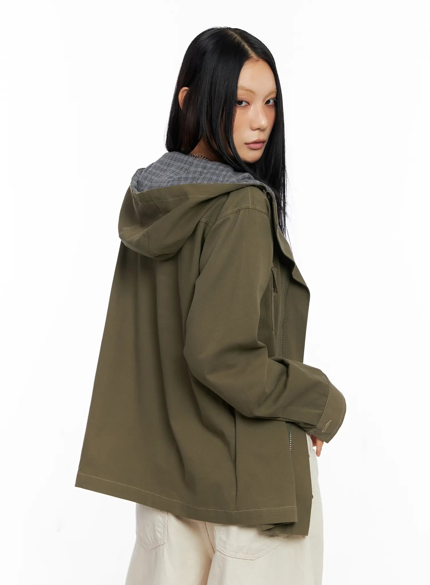 Two-Tone Embroidered Cotton Hoodie Jacket CS511