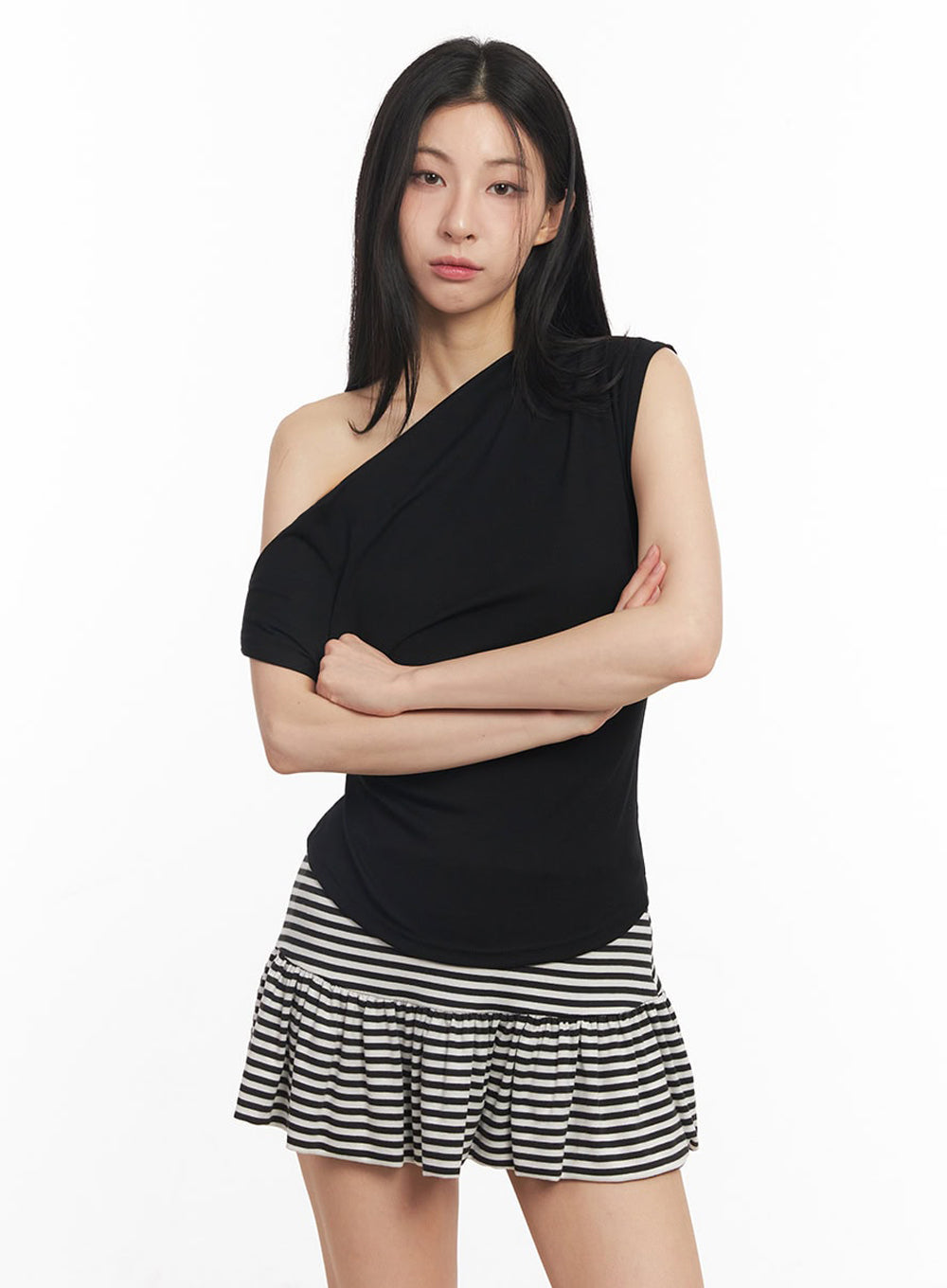 Shirred One-Shoulder Top IY529