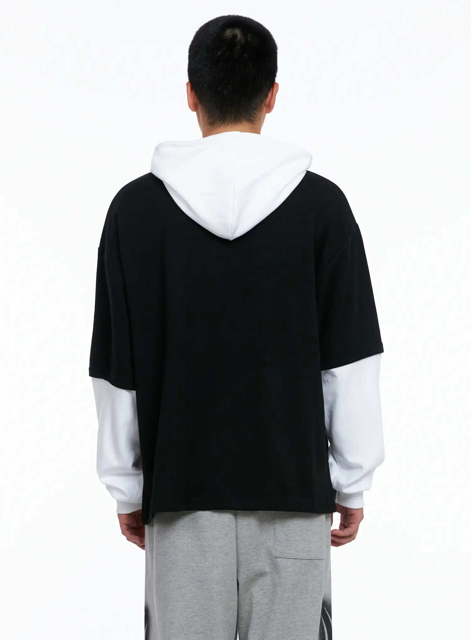 Men's Layered Graphic Hoodie Shirt IG529