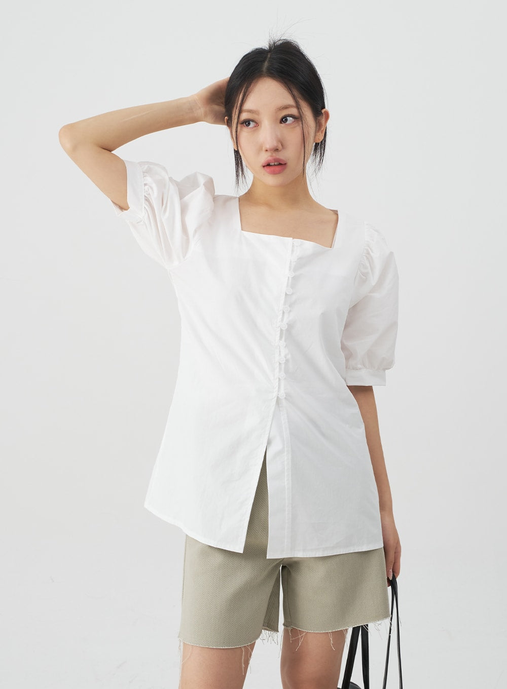 Square Neck Short Sleeve Blouse CY27