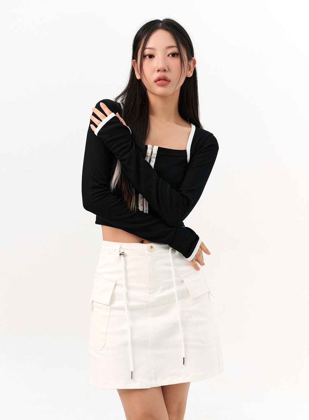 Contrasting Trim Crop Bolero Top IO317