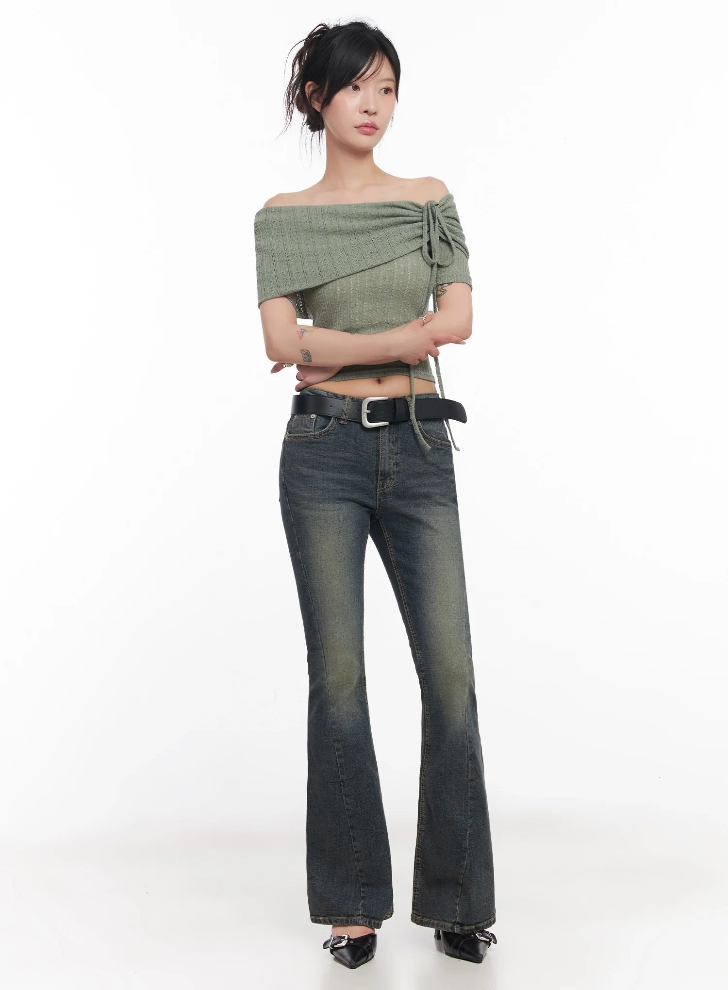 Asa Flared Seamline Denim Pants  IC503