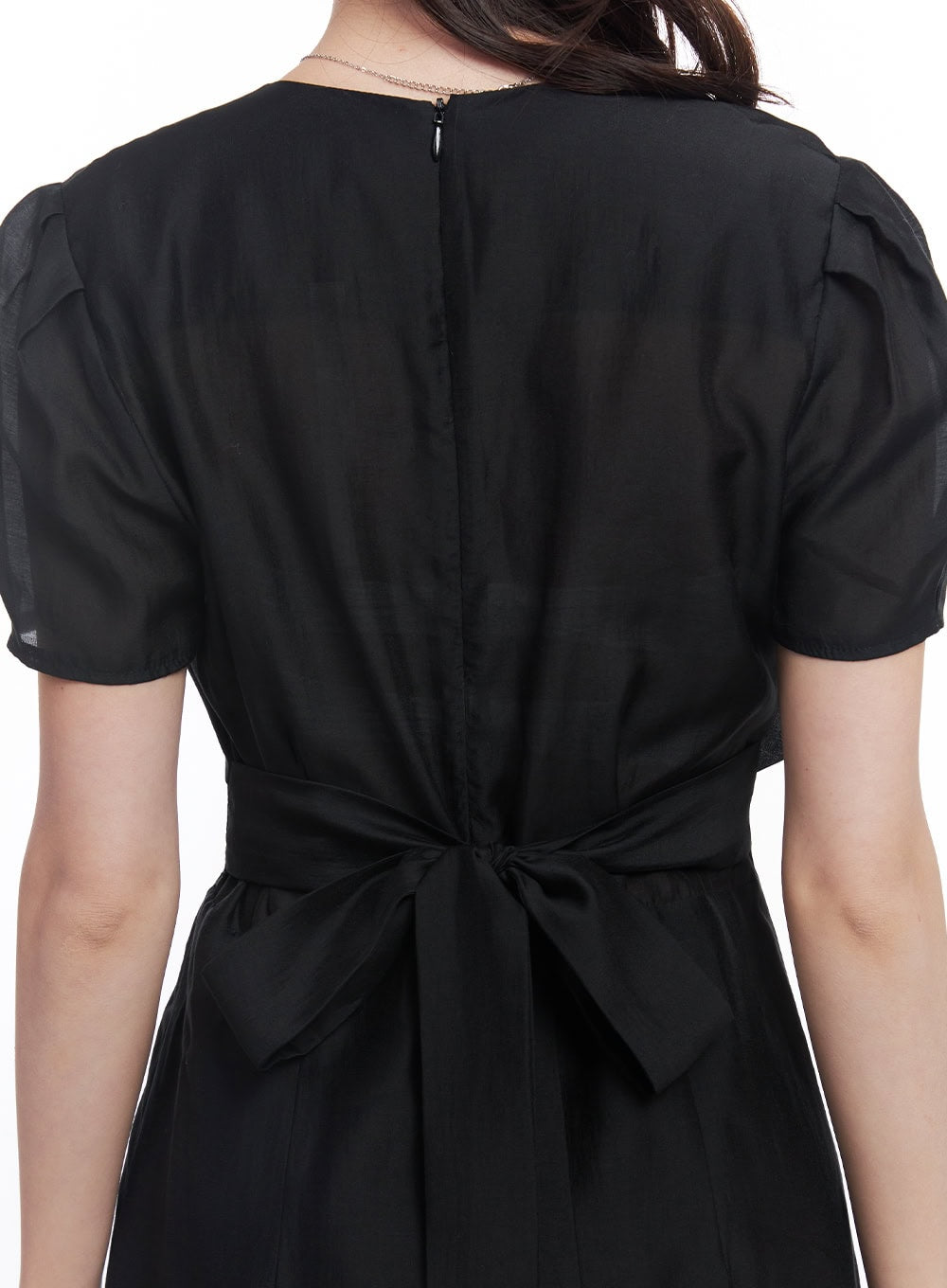 Puff-Sleeve Square Neck Midi Dress CY519