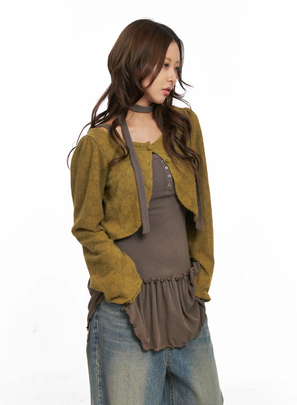 Sheer Lace Buttoned Bolero CO513