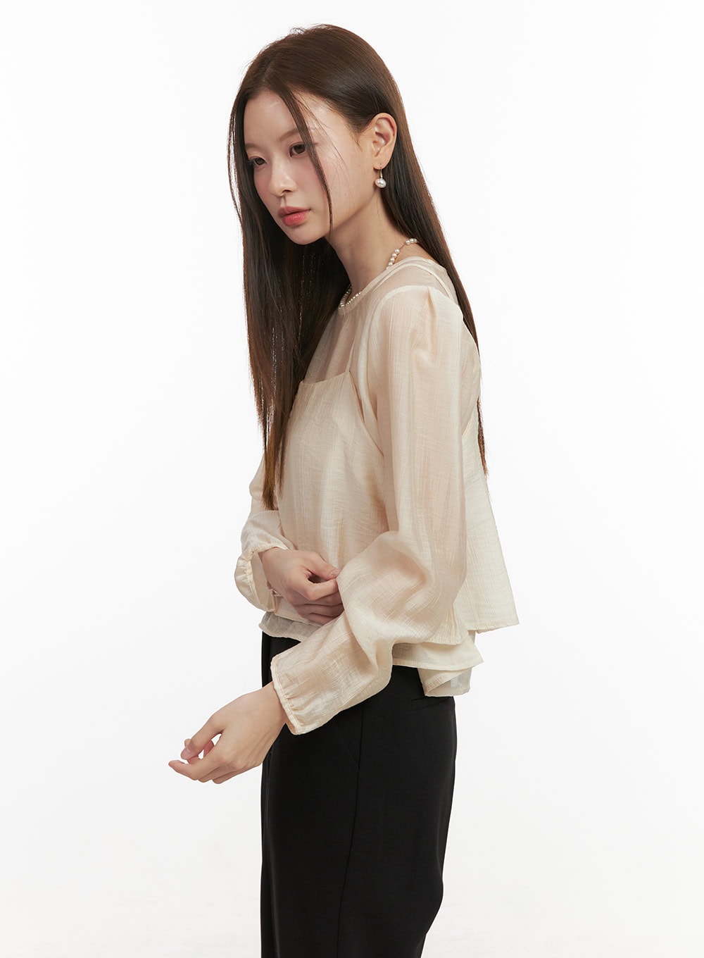 Round Neck Layered Blouse OD417