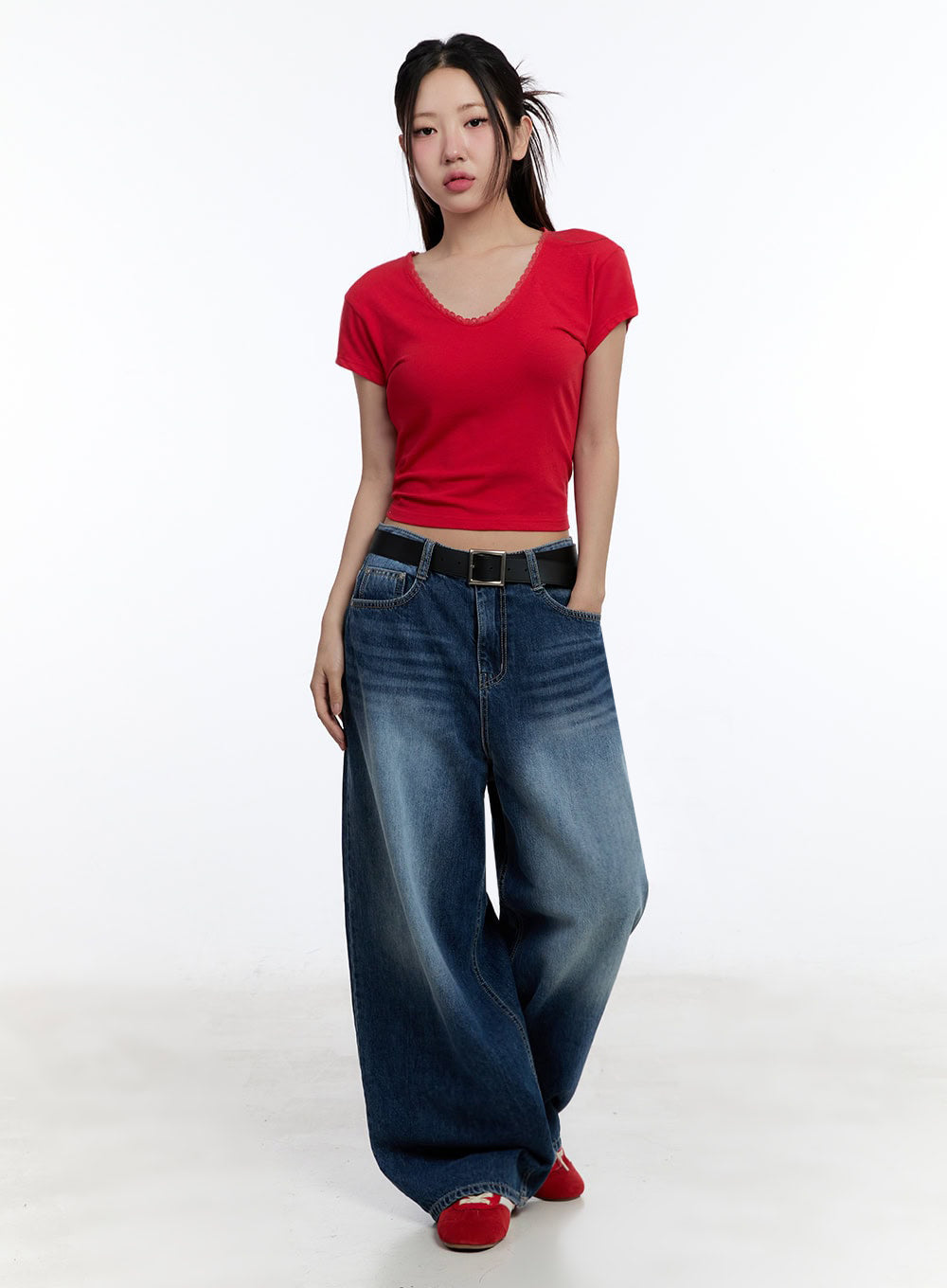 Amelie Washed Wide-Leg Jeans IU504