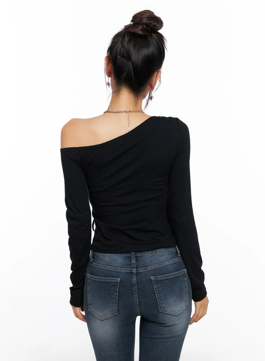 Ribbon One-Shoulder Long Sleeve Top CO514