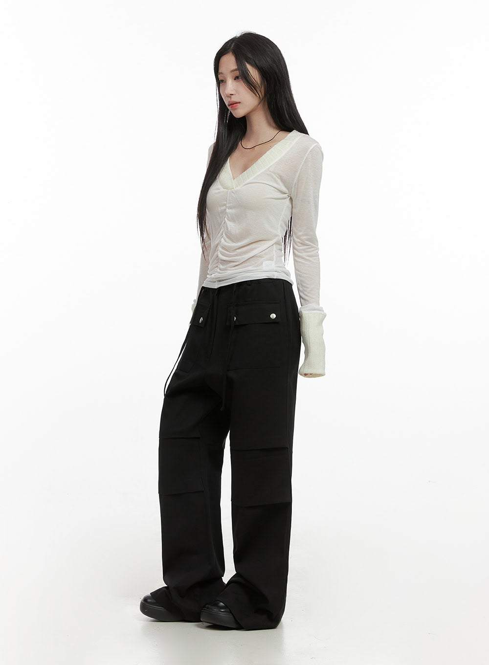 String Boot-Cut Parachuate Pants CS430