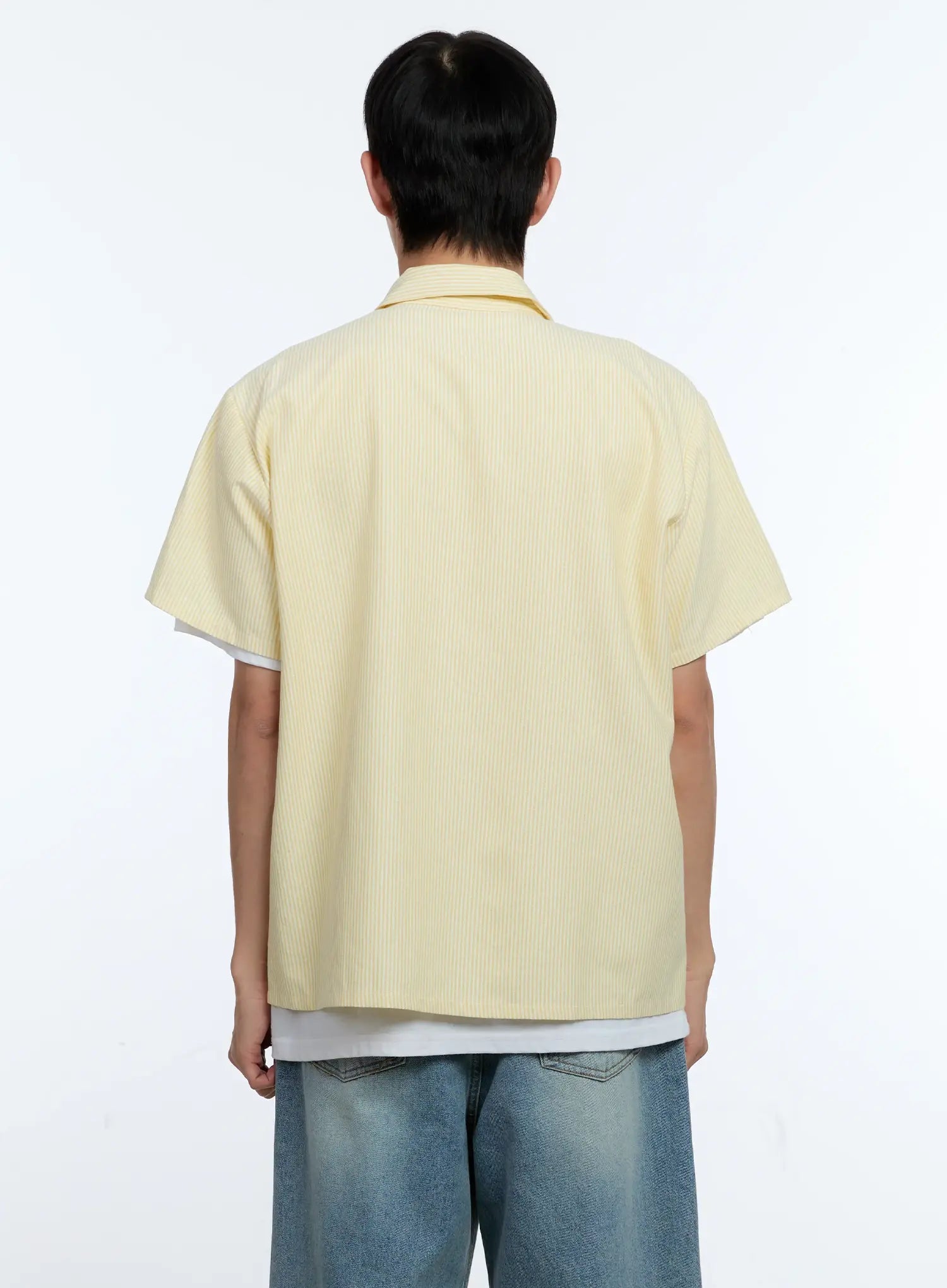 Men's Pinstripe Short Sleeve Zip Shirt IG519