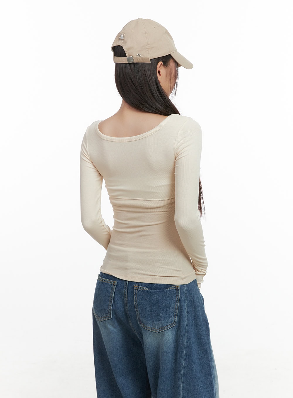 Mixed Color U-Neck Letter Print Slim Tee CO404