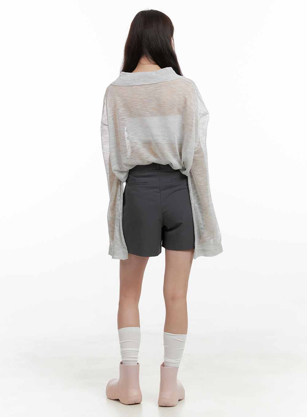 Solid Pintuck Short Slacks OL416