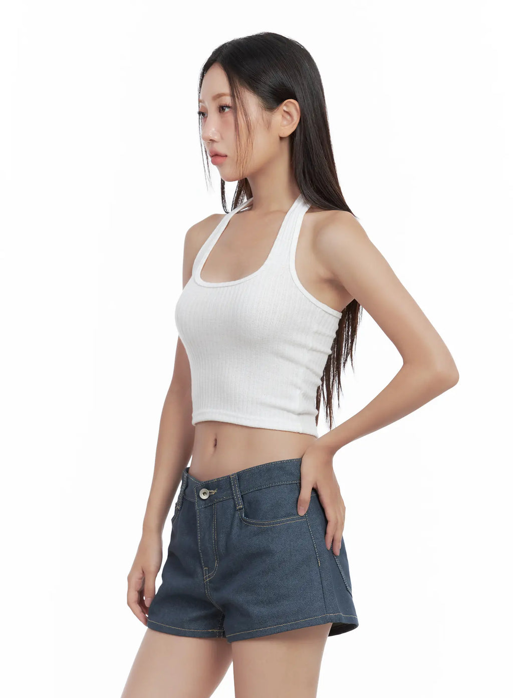 Ribbed Halter Crop Top CL509