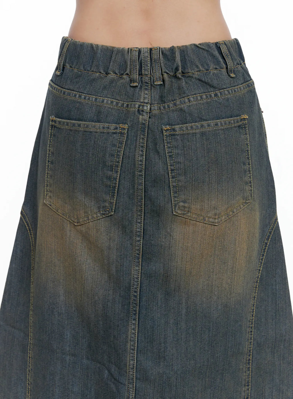 Clay Wash Denim Maxi Skirt CS503