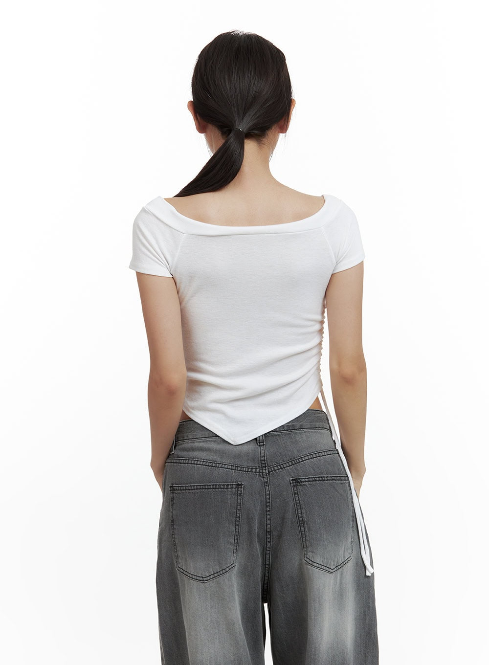 Cut Out Shirred Crop Tee CU420