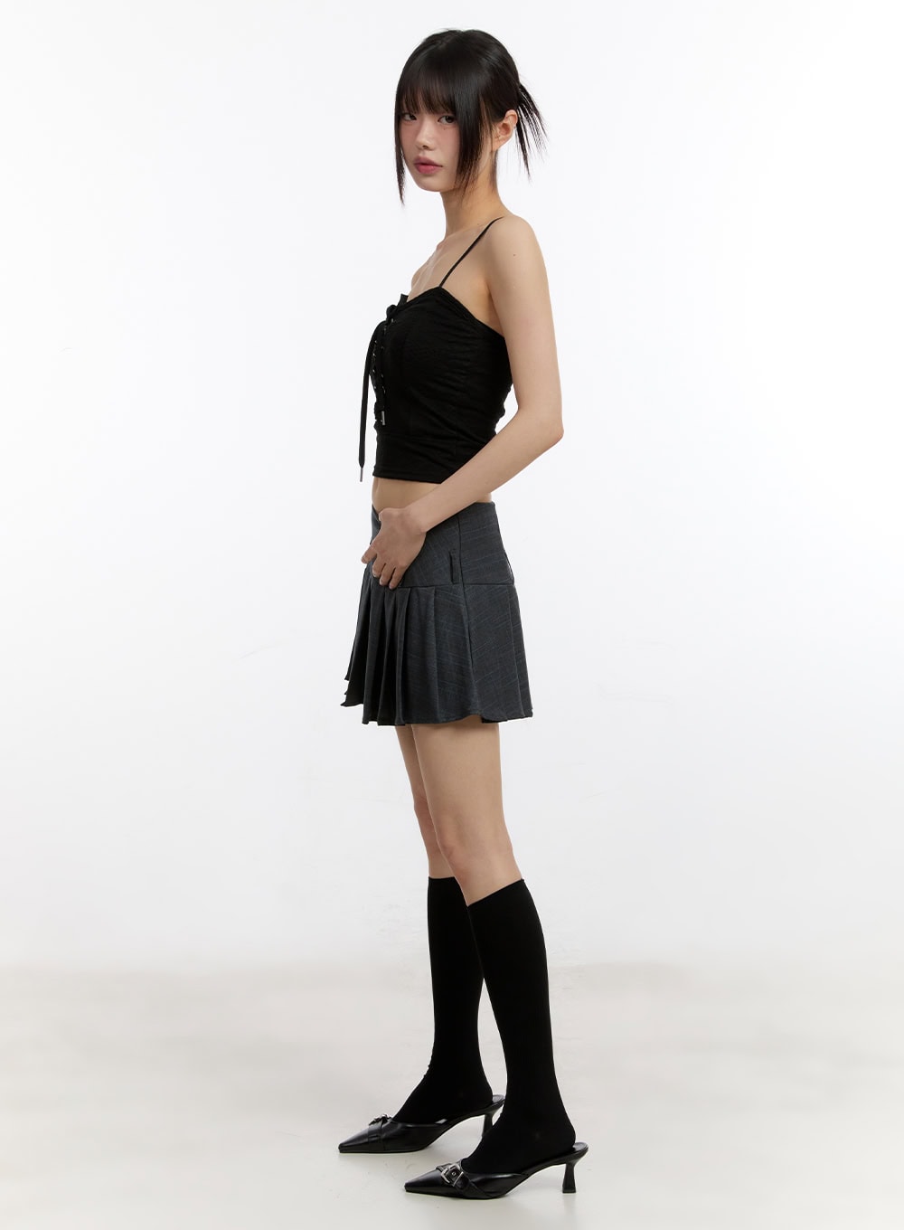 Sheer Floral Lace-Up Corset Cami Top CM513