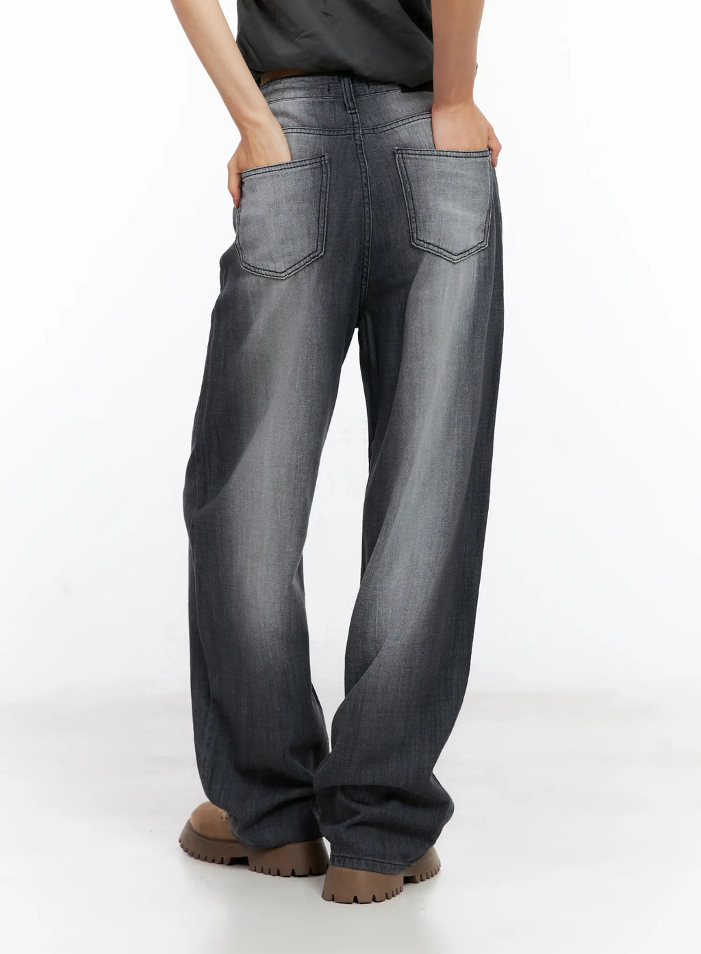 Bomi Washed Wide-Leg Denim Jeans CL529