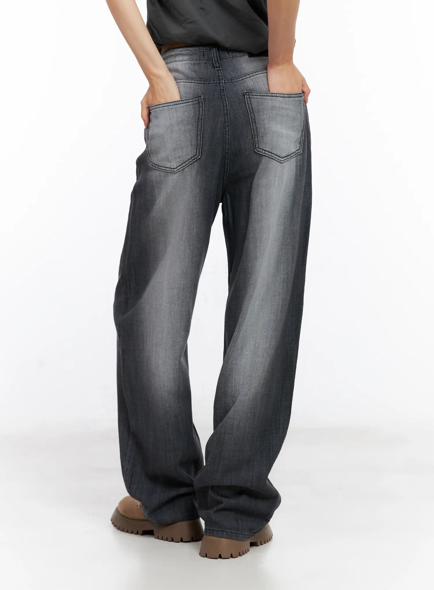 Bomi Washed Wide-Leg Denim Jeans CL529