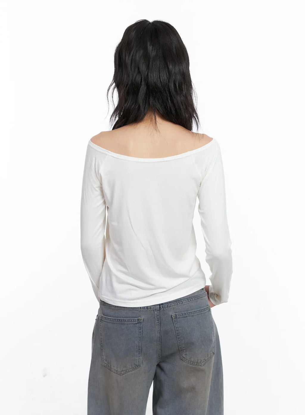 Graphic Off-Shoulder Long Sleeve Tee CC1809