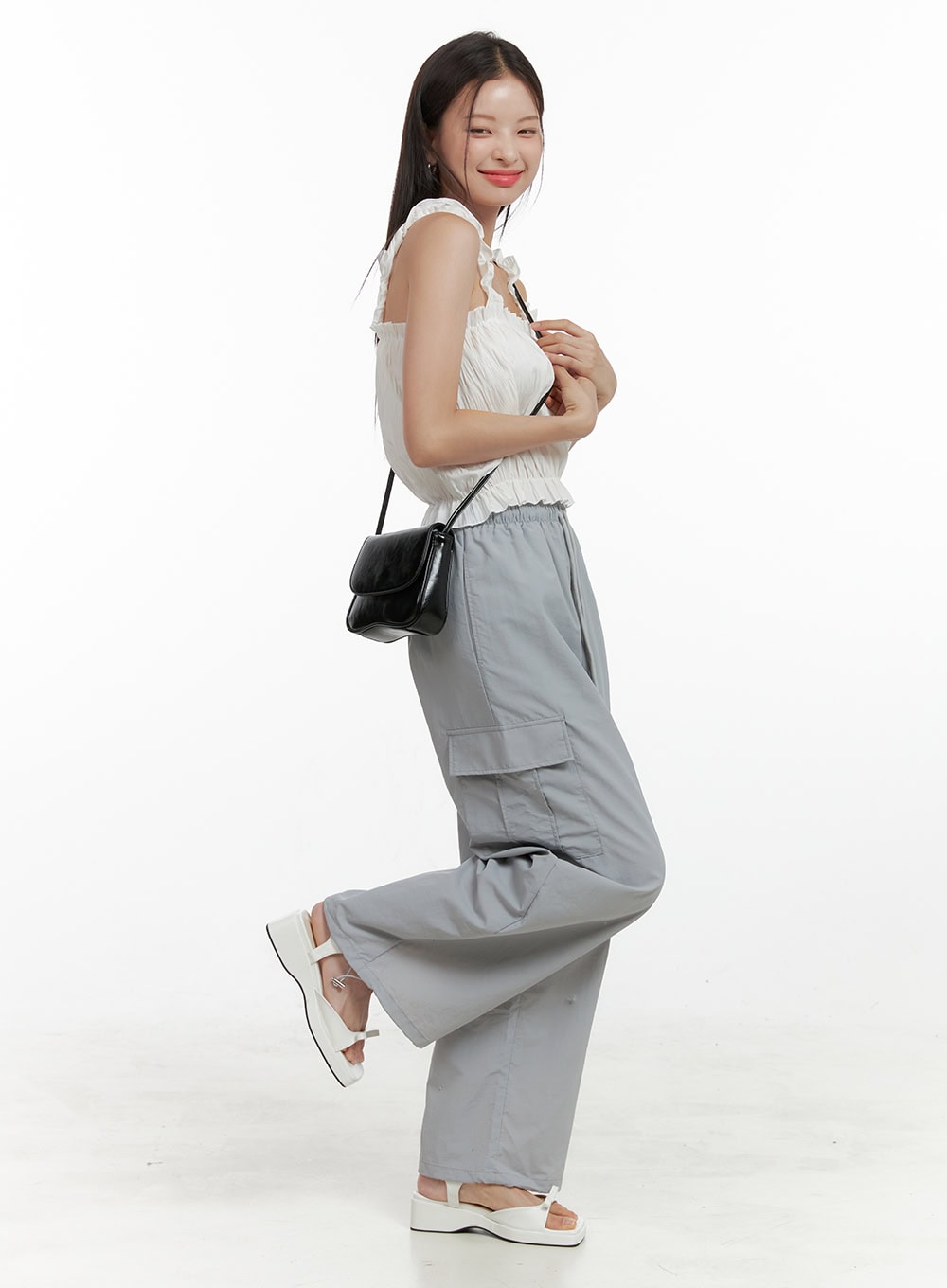 Nylon Cargo Pocket String Pants OL411