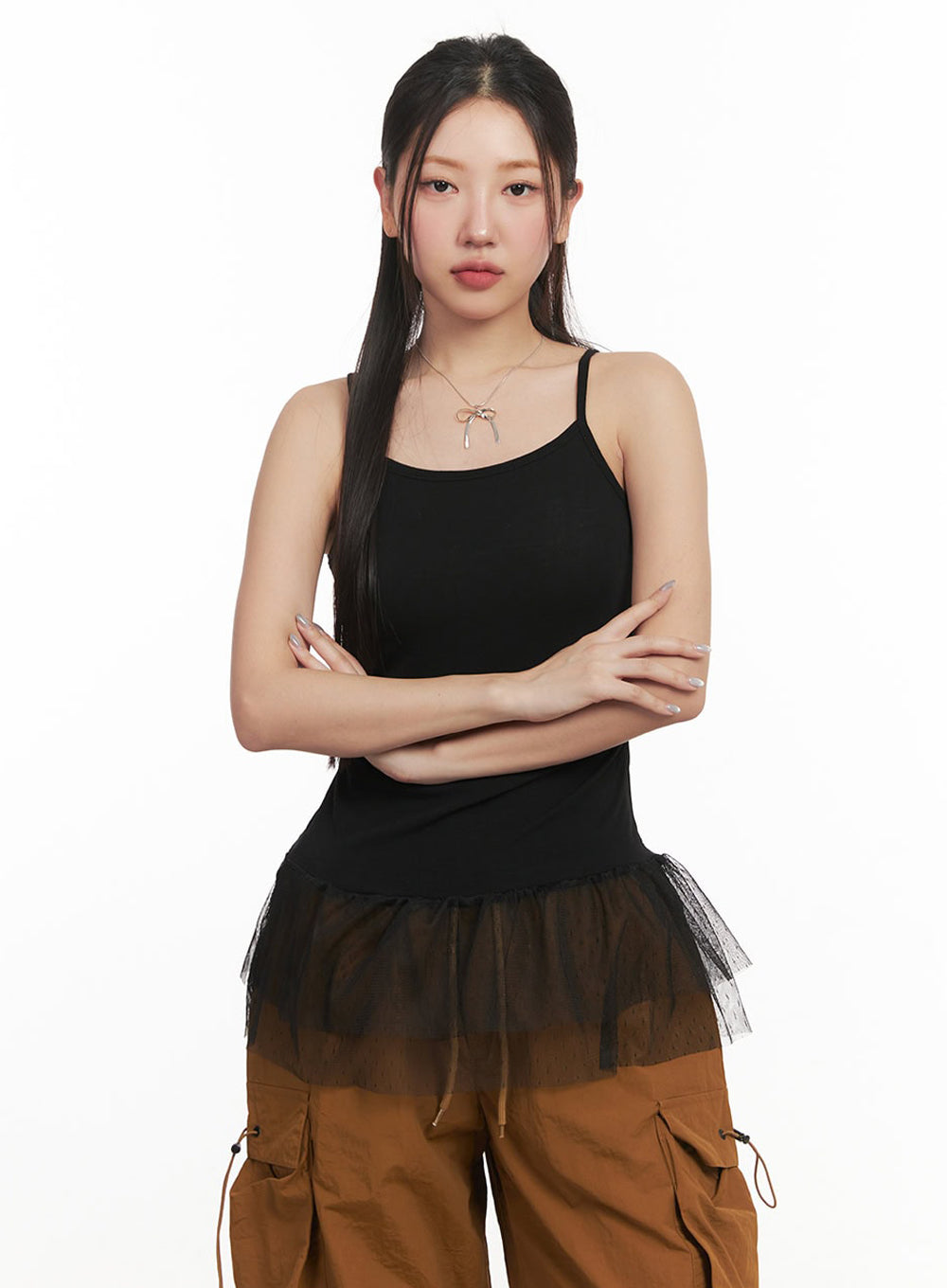 Polka-Dot Layering Skirt Cami Top IM525