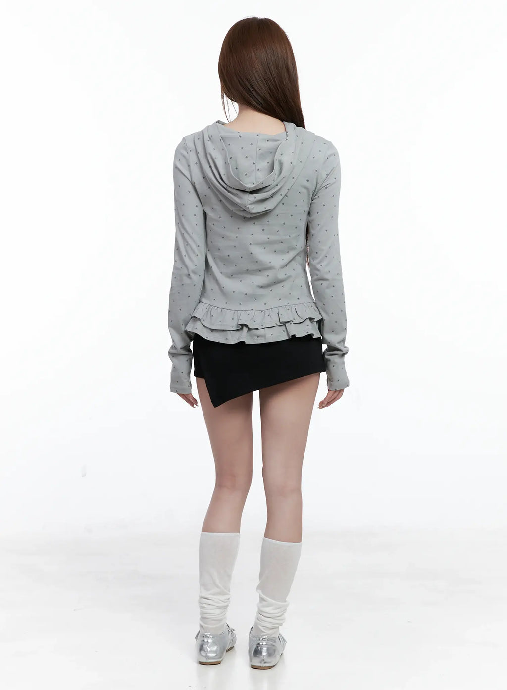 Asymmetric Slit Ribbed Mini Skirt CS501