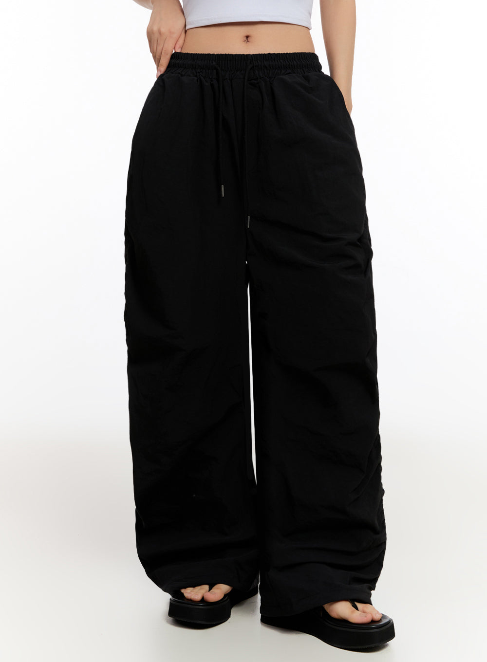 Adjustable Wide-Leg Nylon Pants IU509