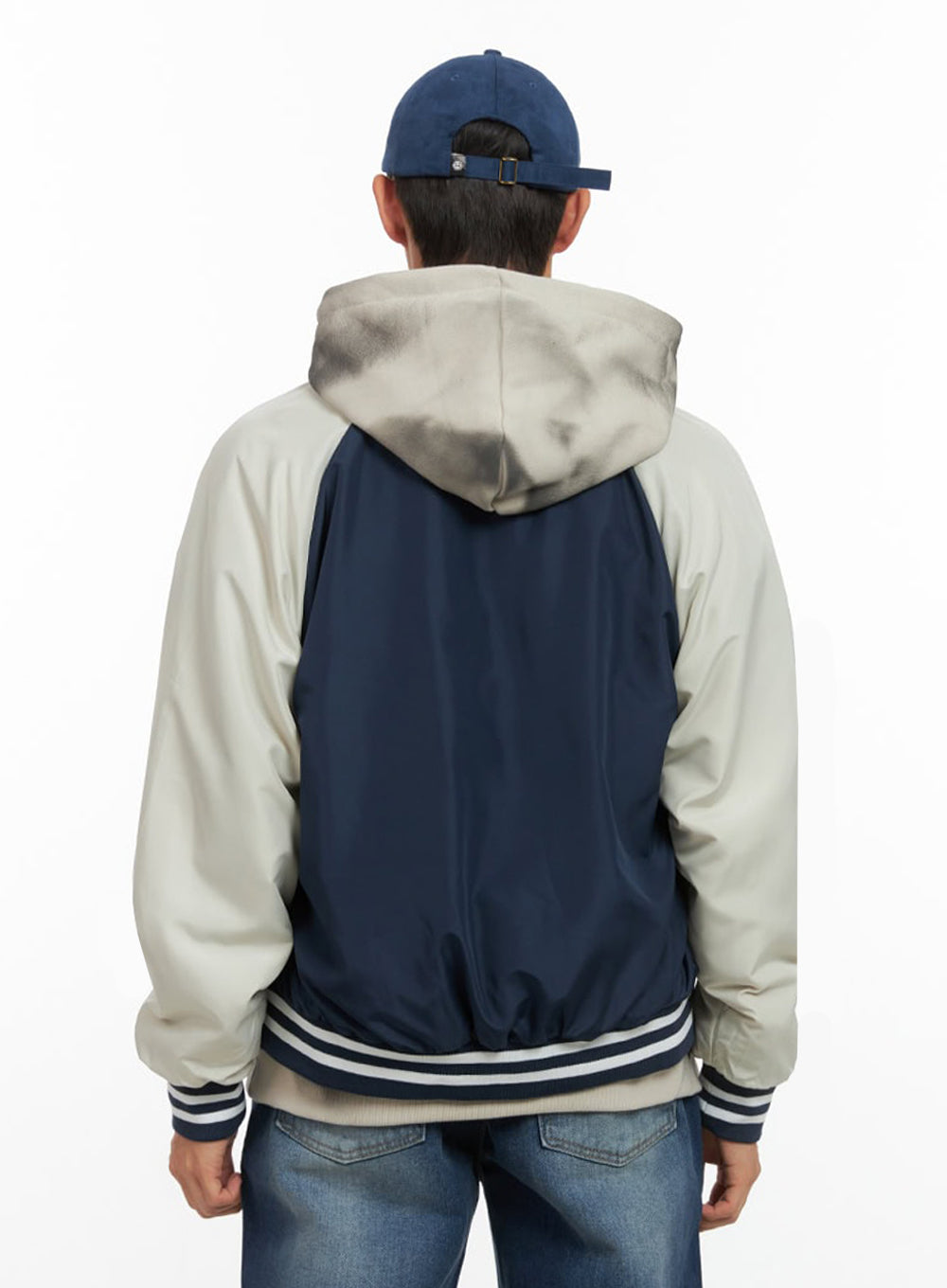 Graphic Nylon Zip Up Varisty jacket  IO420
