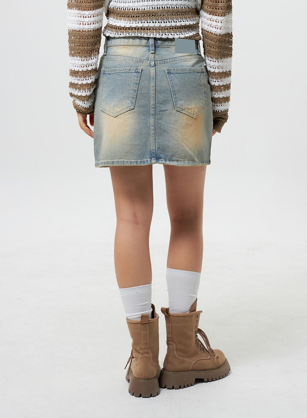 Light Wash Denim Mini Skirt CY324