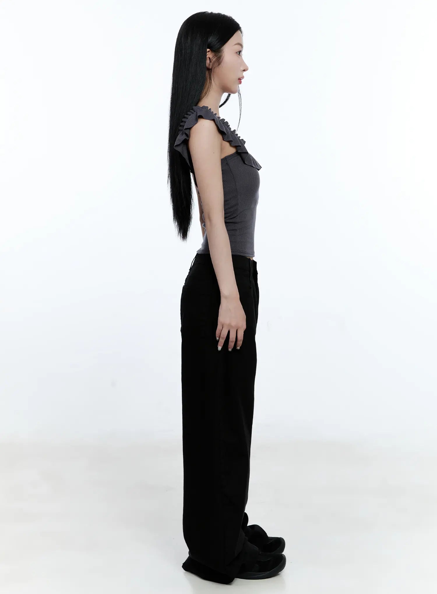 Ruffle Detail Square-Neck Top CG507