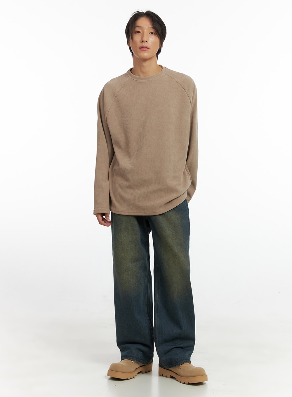 Men's Ribbed Raglan Long Sleeve Tee IO402