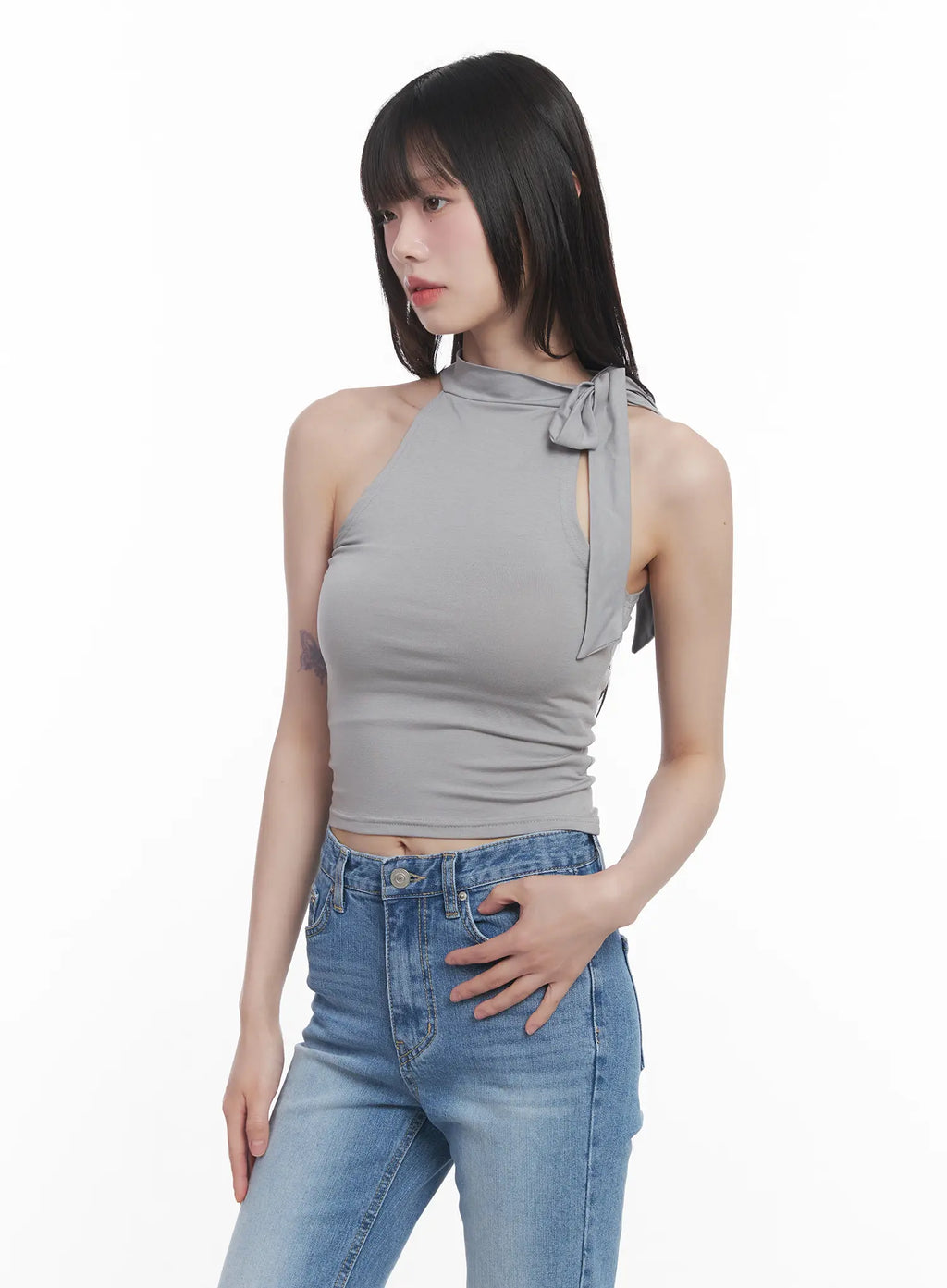 Slim-Fit Halter-Tie Tank Top CU520