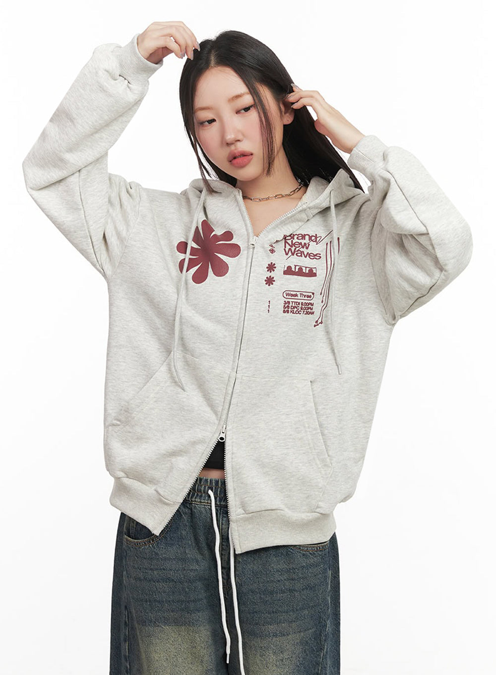 Graphic Zip-Up Hooded Jacket IM524