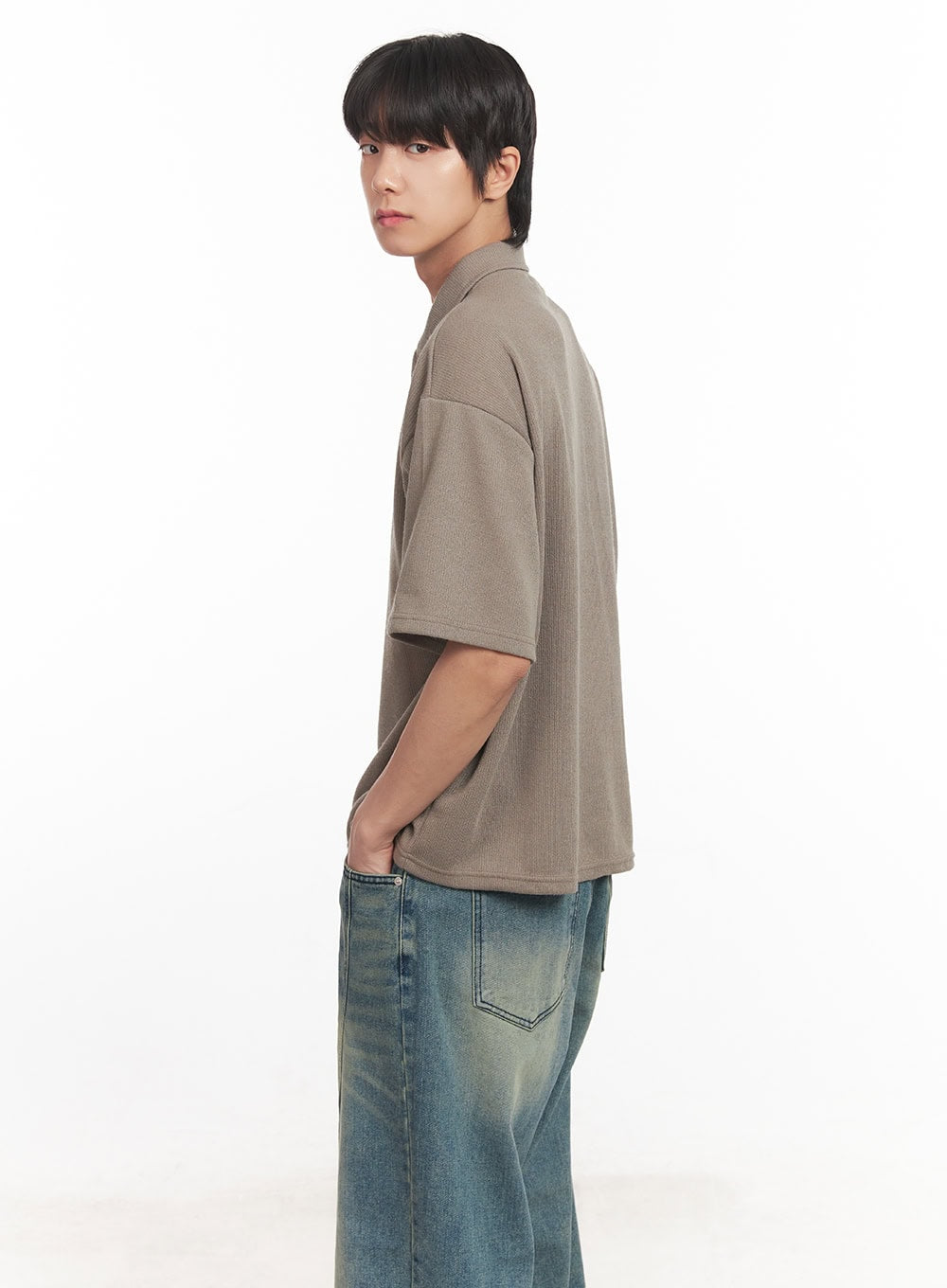 Men's Collared Knitted T-Shirt IA511