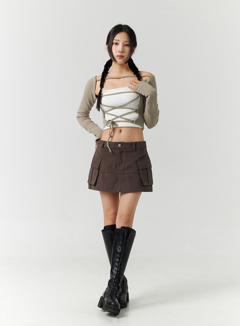 Open Front Tie Bolero Top CN328