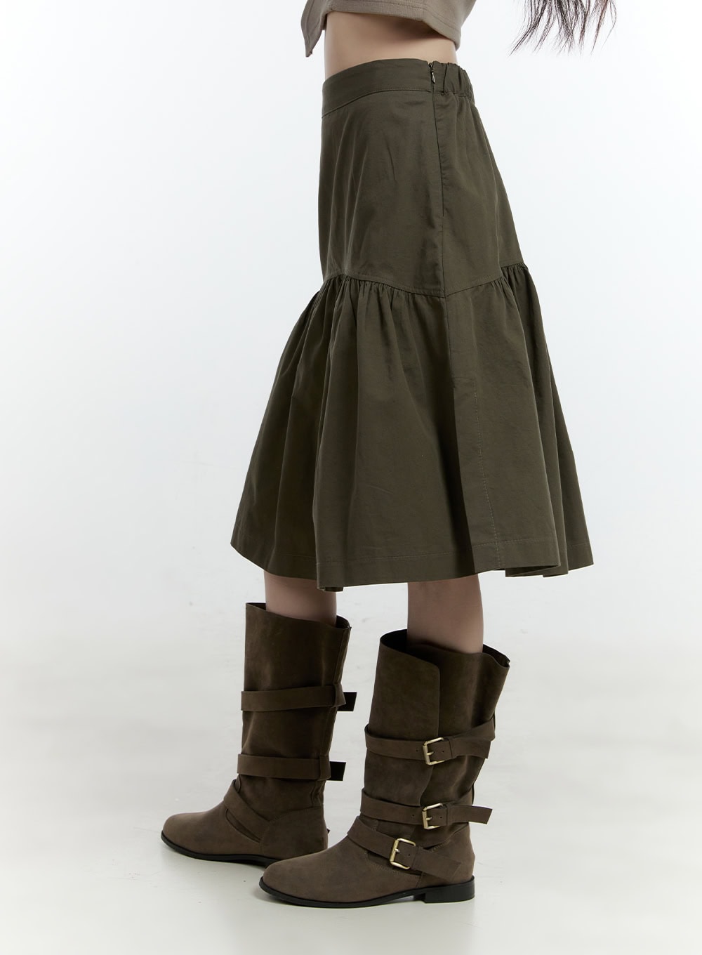 Flare Shirring Midi Skirt CF506