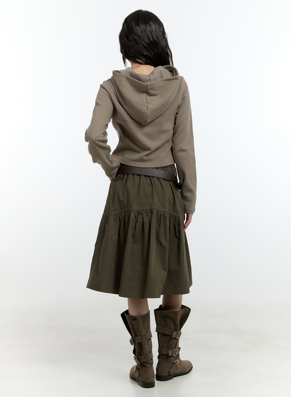 Shirring Buttoned Hooded Cardigan CF506