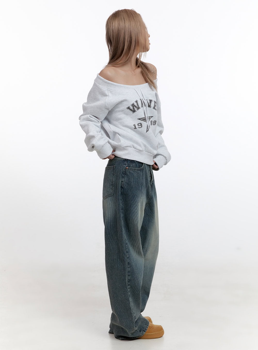 Off-Shoulder Loose Fit Hoodie CN422