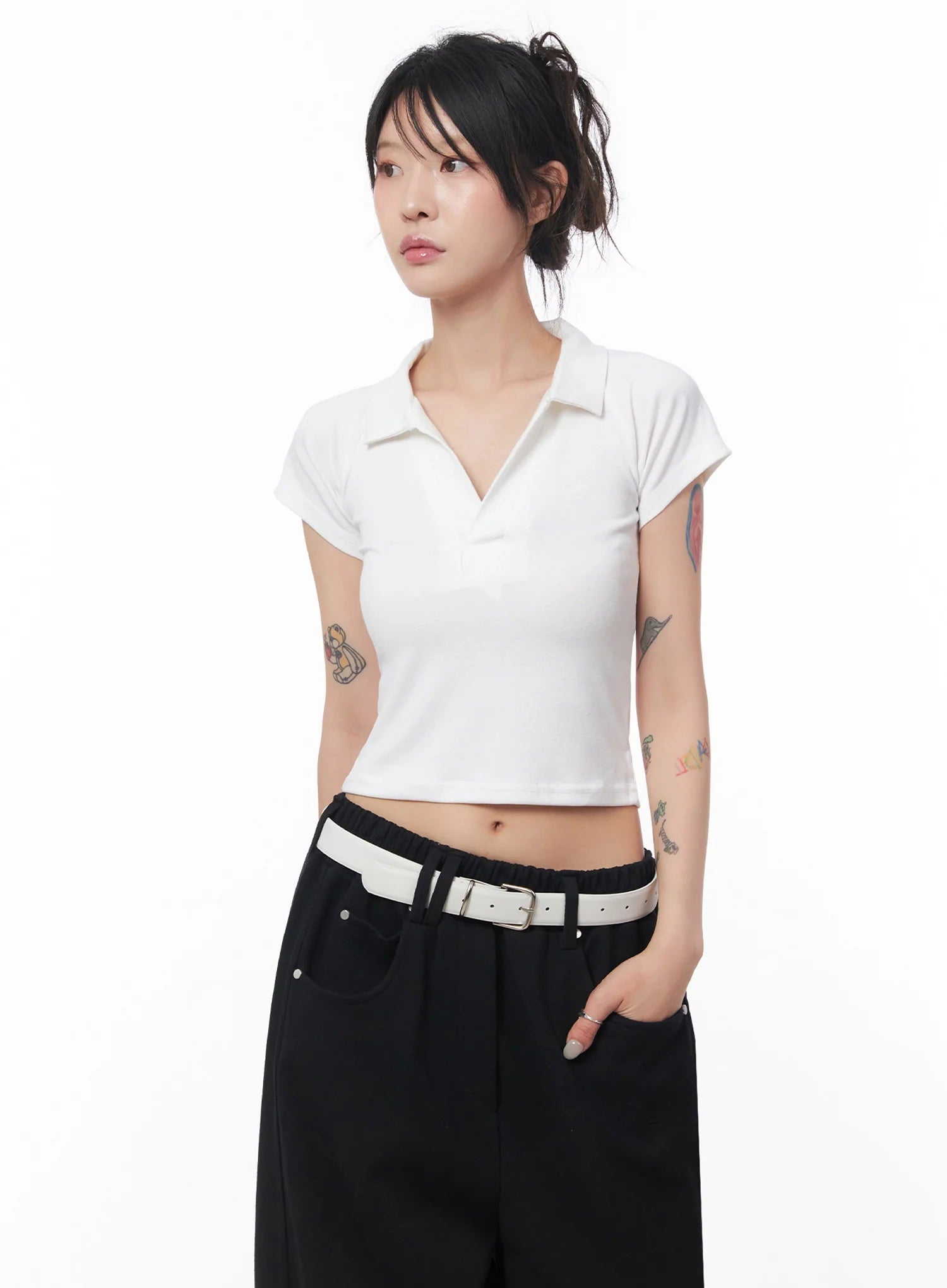 Cropped Collared Tee IC503