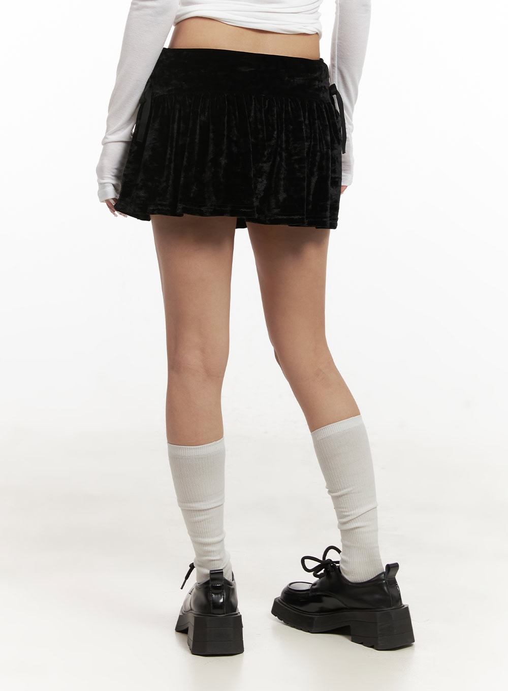 Side Ribbon Velvet Mini Skirt CD426