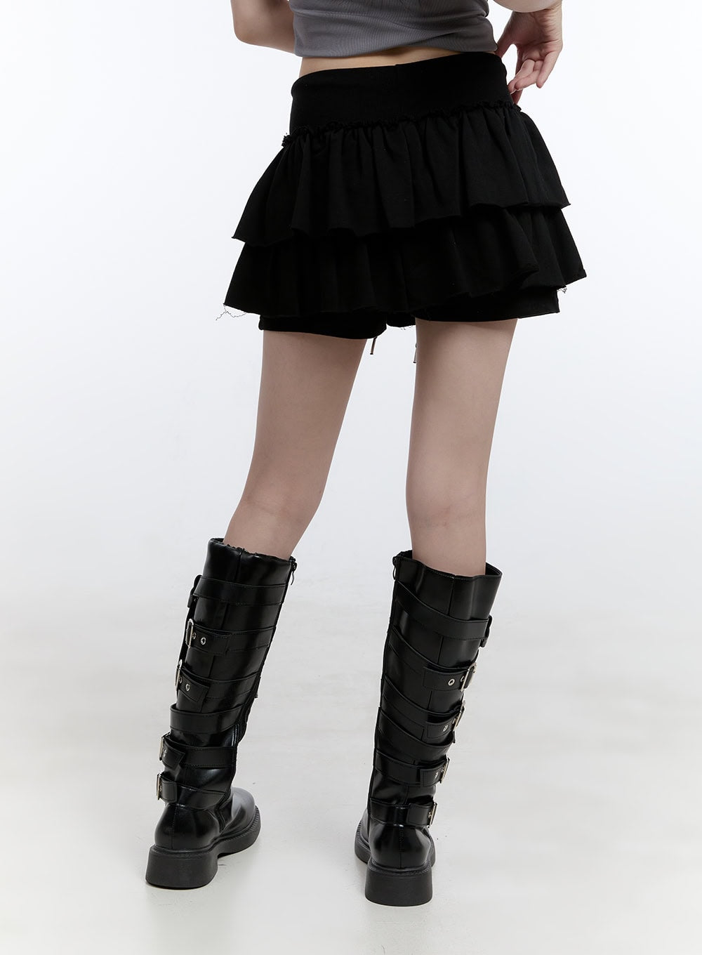 Ruffle Banded Cotton Mini Skirt CG412