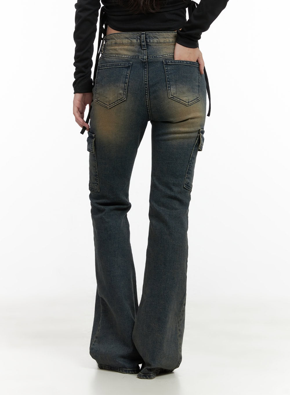 Jada Vintage Washed Pocket Slim Bootcut Jeans CG422