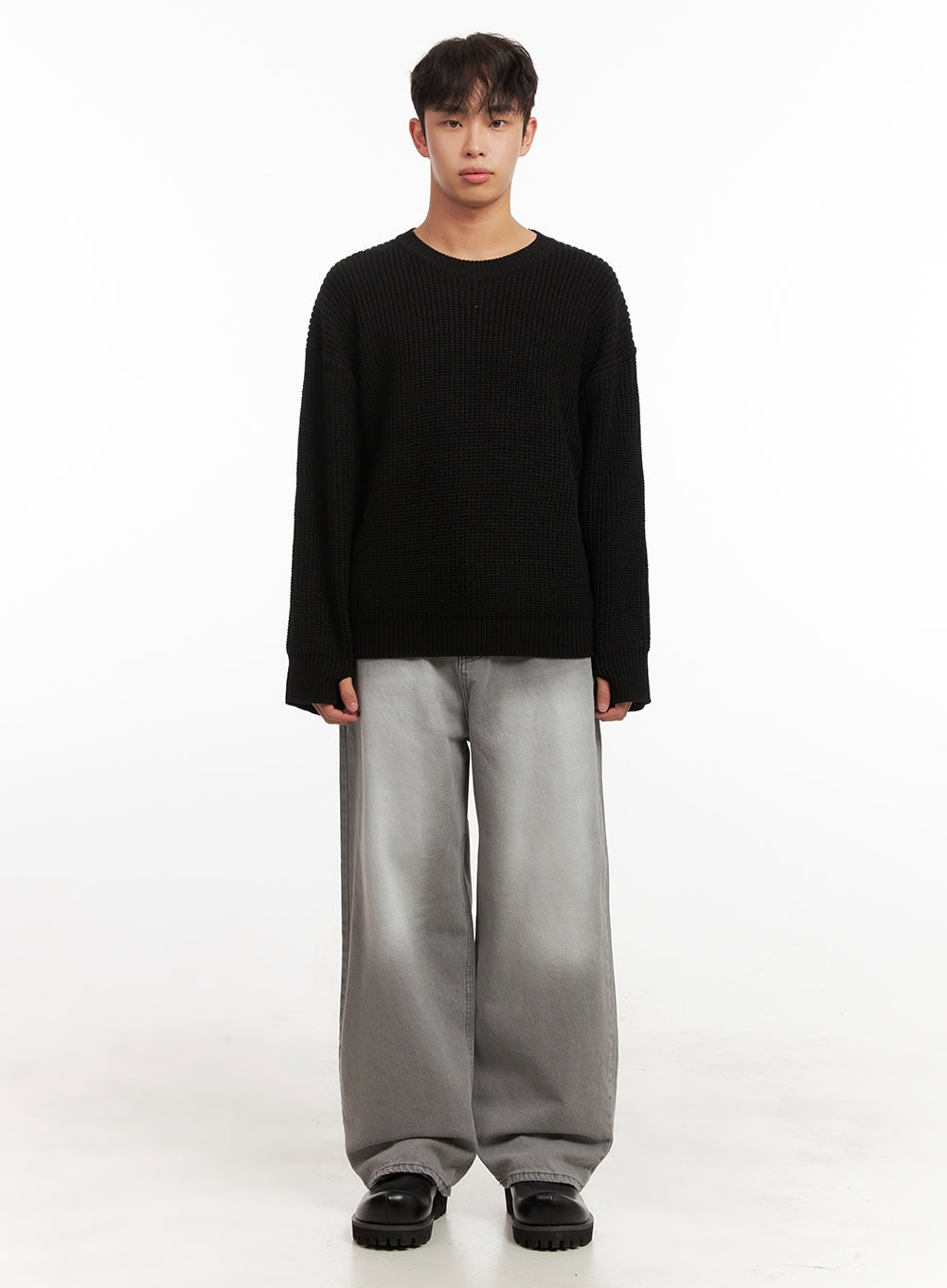 Men's Wide-Fit Washed Denim Jeans ID431