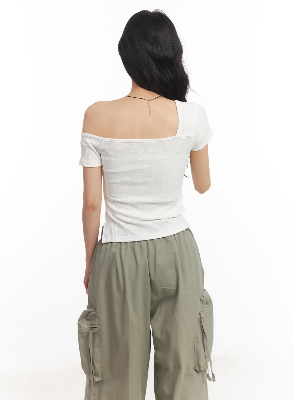 Cotton One-Shoulder Crop Top CA504