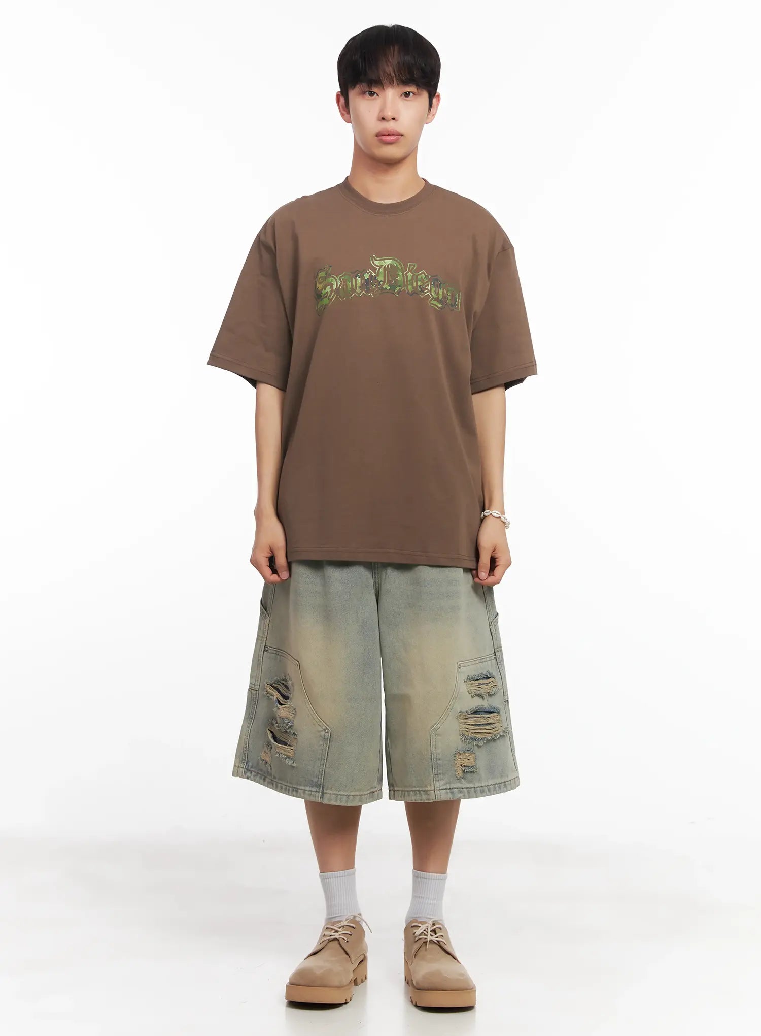 Men's Camo Graphic Oversized Tee IU518