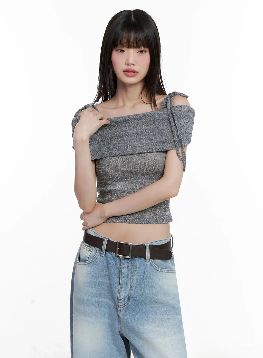 Textured Off-Shoulder Knit Top IL531