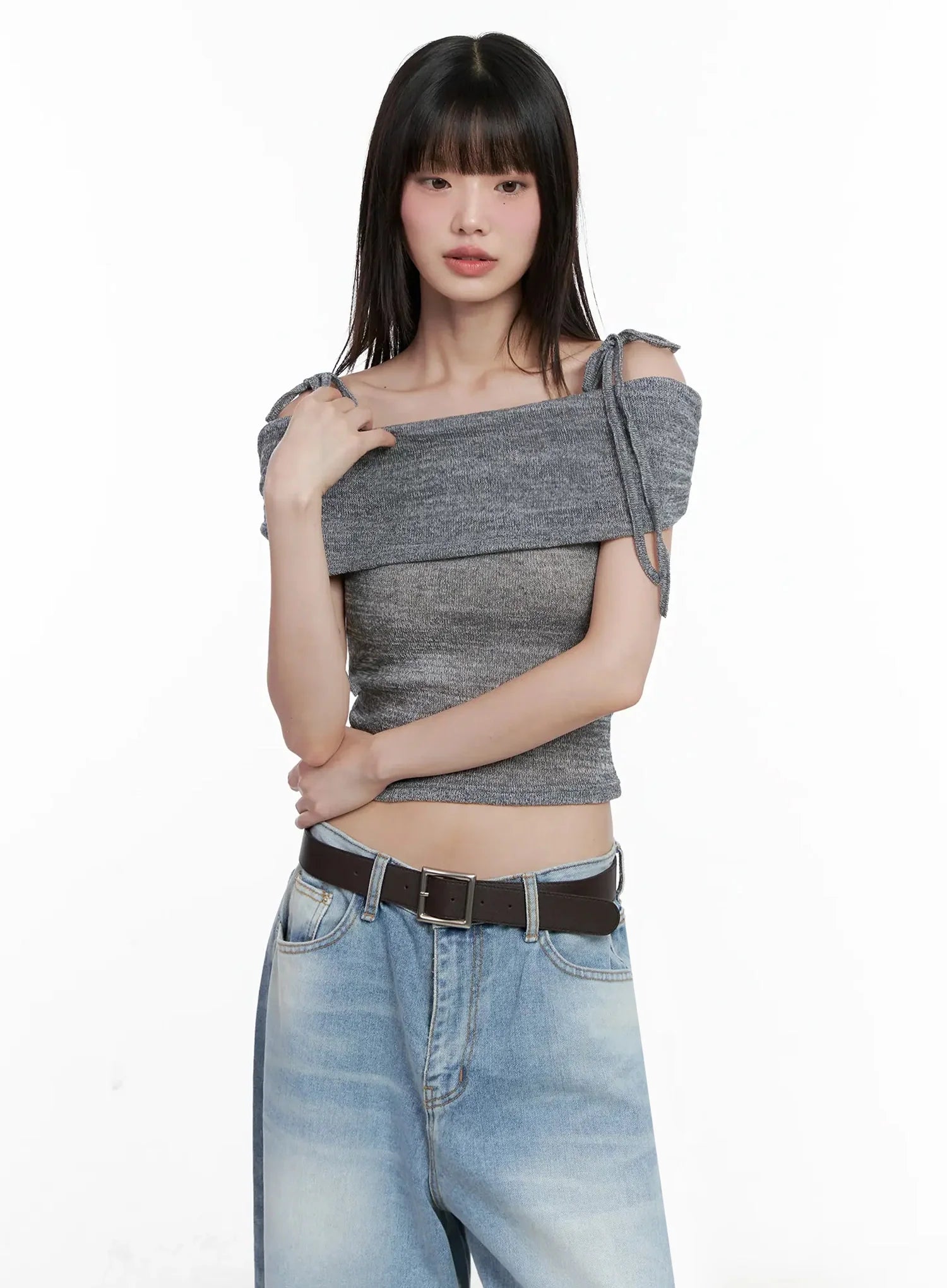 Textured Off-Shoulder Knit Top IL531