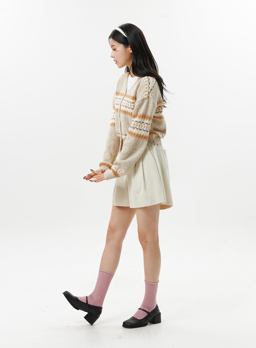 Jacquard Knit Button Cardigan OO312