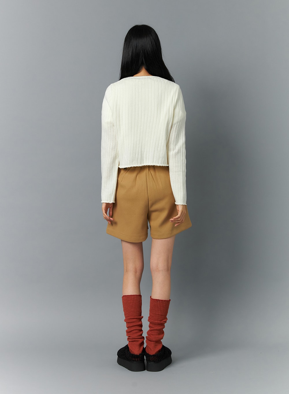 Tie V-Neck Ribbed Cardigan ON324