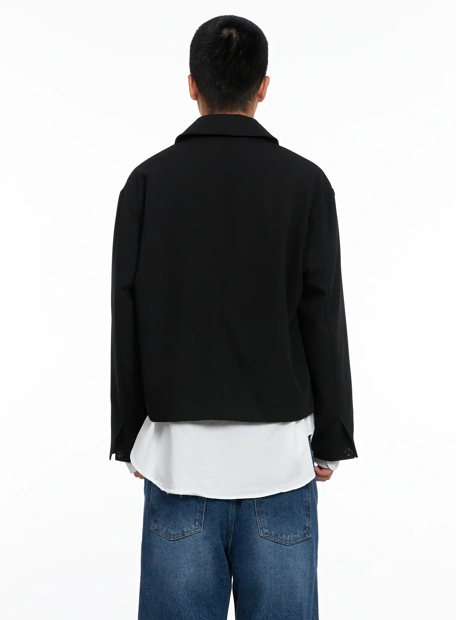 Men's Cropped Button-Up Jacket IS502