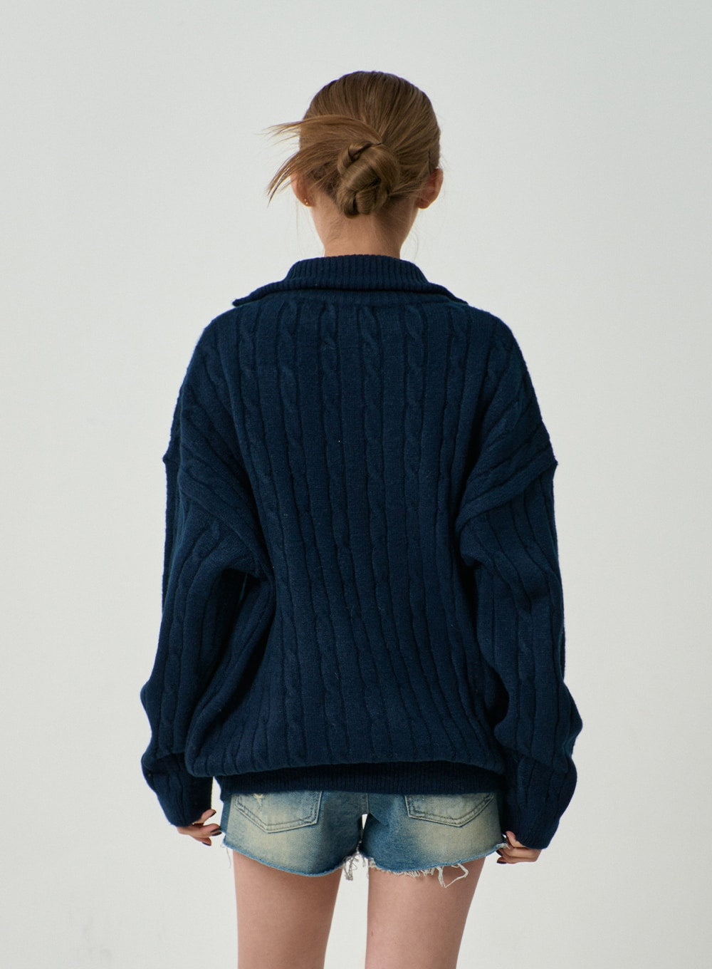 Twist Pattern Zip-Up Knit Unisex CD12